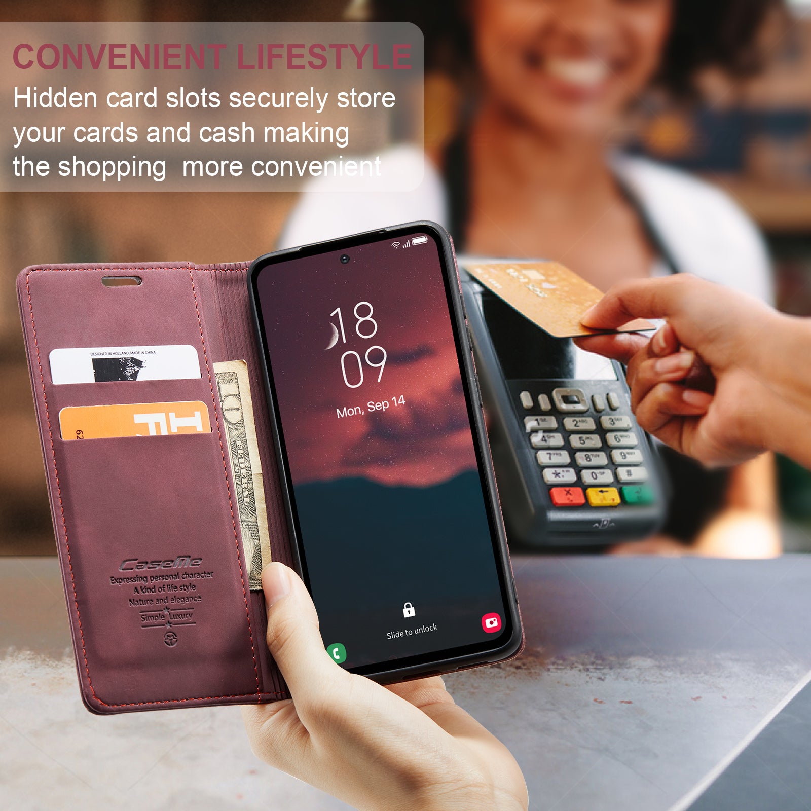CASEME 013-seriens telefontaske til Samsung Galaxy A54 5G PU læderetui Pungholder Stødsikkert cover CASEME 013-seriens telefontaske til Samsung Galaxy A54 5G PU læderetui Pungholder Stødsikkert cover